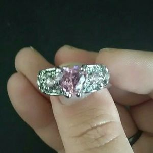 Sterling silver pink sapphire wing ring